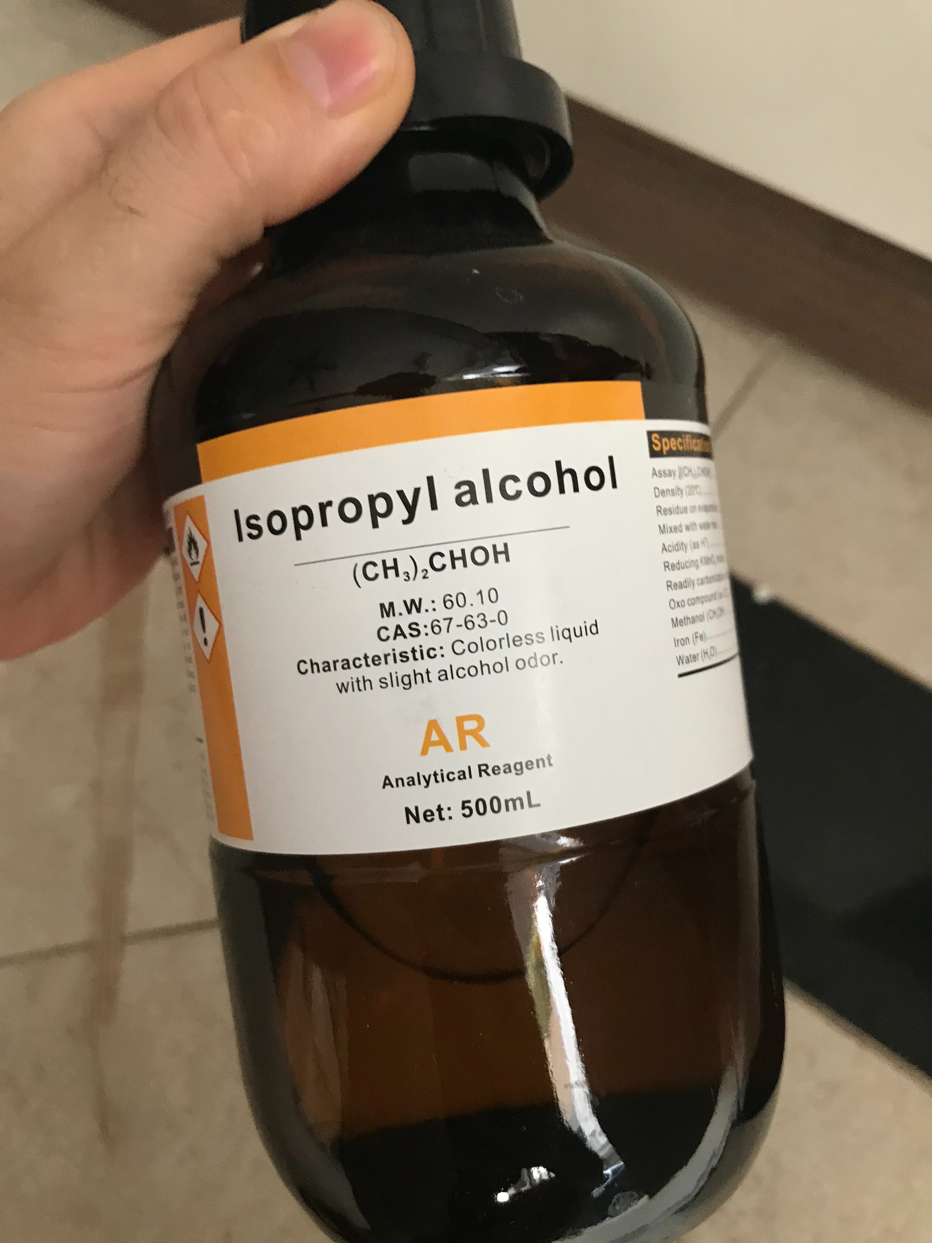 Isopropyl alcohol IPA 2-propanol 99.7% C3H8O chai 500ml Xilong CAS 67-63-0