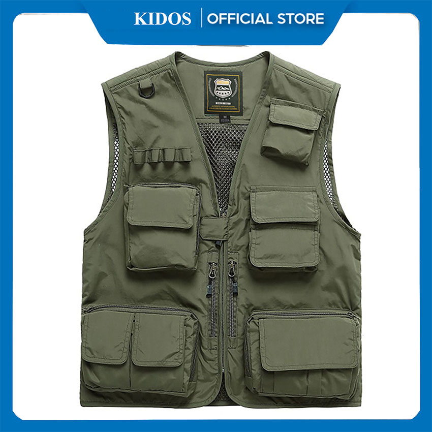 [CAO CẤP] Áo khoác nam gile Lính Mỹ màu Xanh Rêu phong cách Lính, áo ghi lê dành cho thợ ảnh chuyên nghiệp, câu cá hoặc các phượt thủ chuyên nghiệp