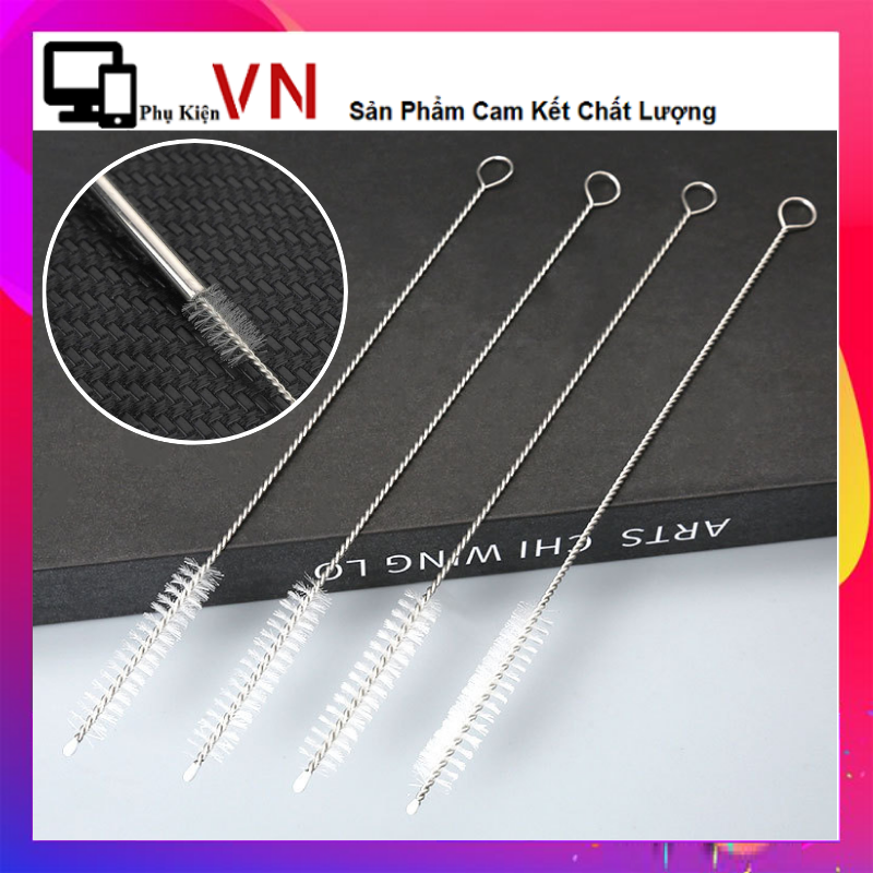 COMBO 10 Que Cọ Rửa Ống Hút , Bình Sữa Uốn Cong Dễ Dàng , Bằng Thép Không Gỉ - Cây Rửa Ống Hút 18cm Tiện Dụng
