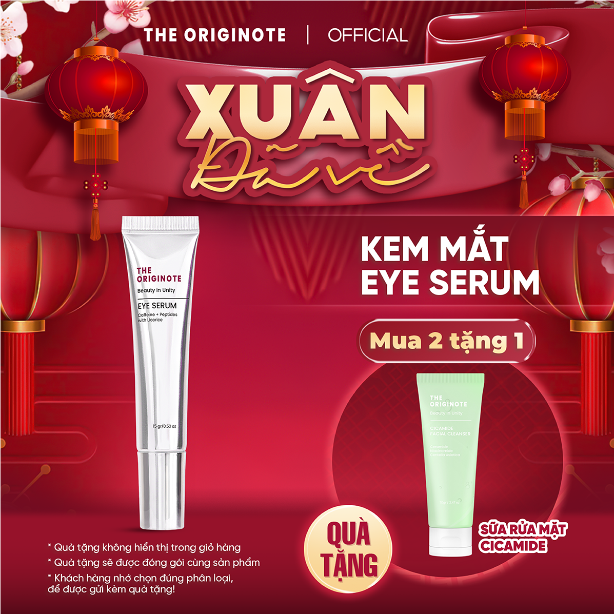 Kem mắt giảm thâm với Caffeine Peptides và chiết xuất cam thảo - Eye Serum The Originote 15gr