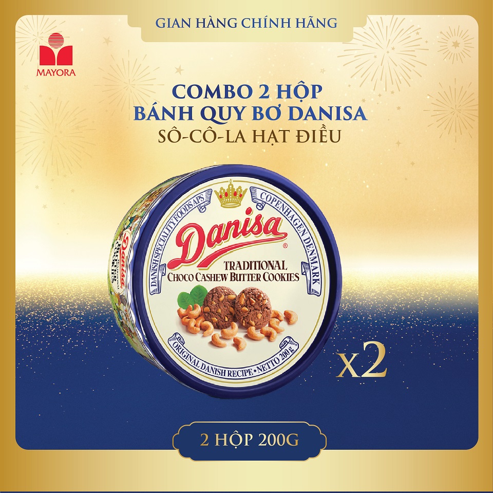 Combo 2 hộp bánh quy bơ danisa hạt điều hộp 200g