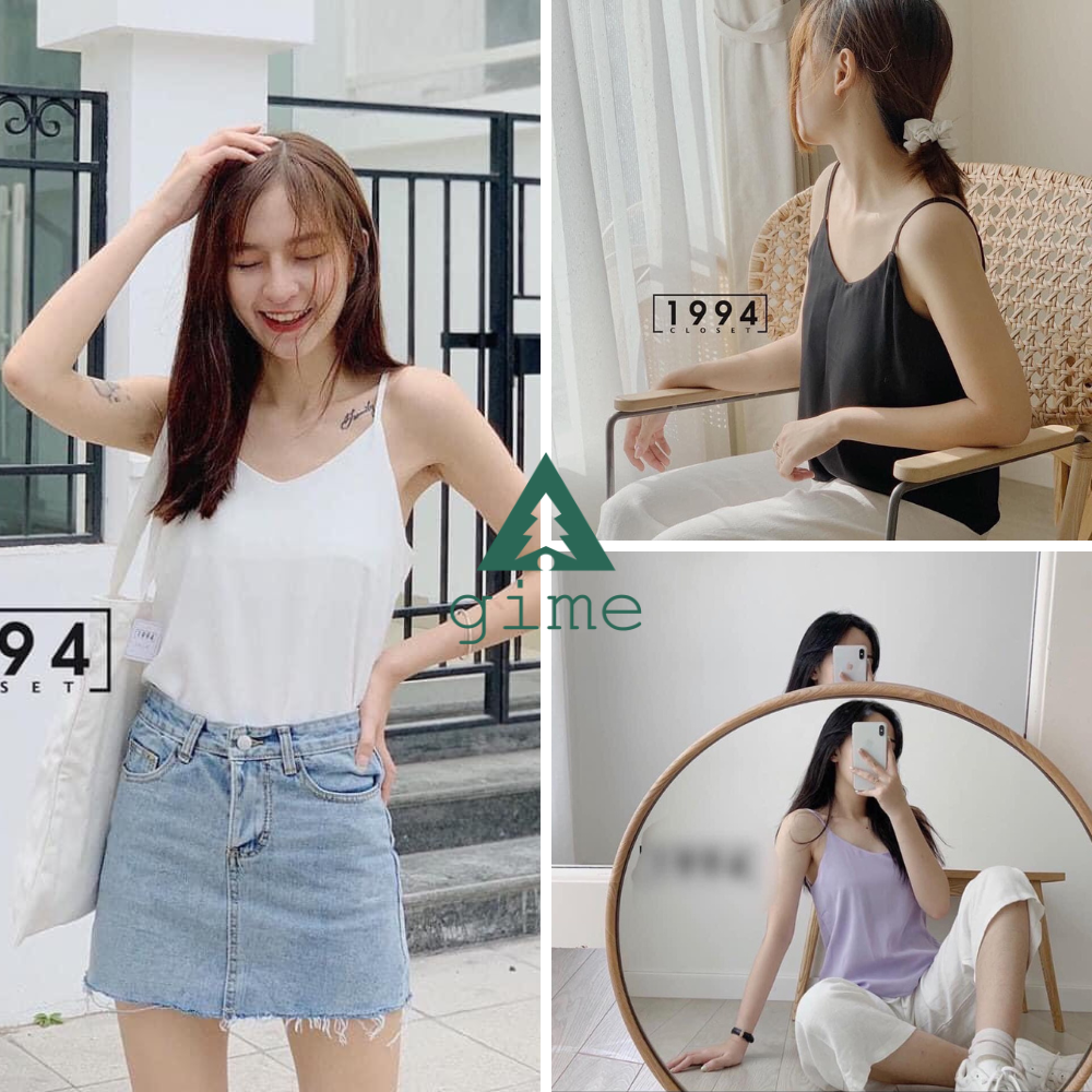 Áo hai dây nữ , áo 2 dây thời trang vải đũi lụa cổ tim full màu siêu hot form rộng dáng vintage đi biển mặc nhà