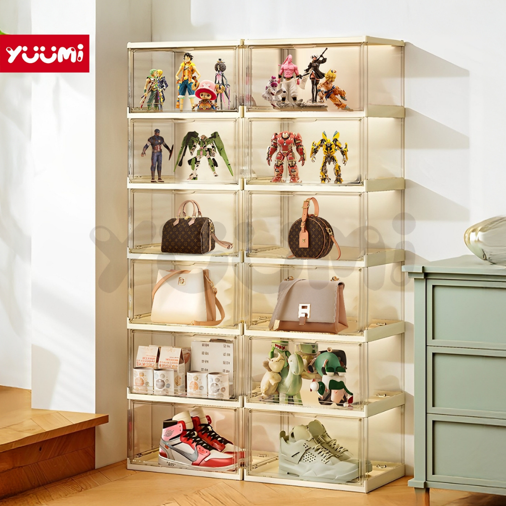 Yuumi acrylic vàng kem hộp nhựa trong suốt hộp đựng giày túi xách mỹ phẩm hộp mica hộp trưng bày mô hình