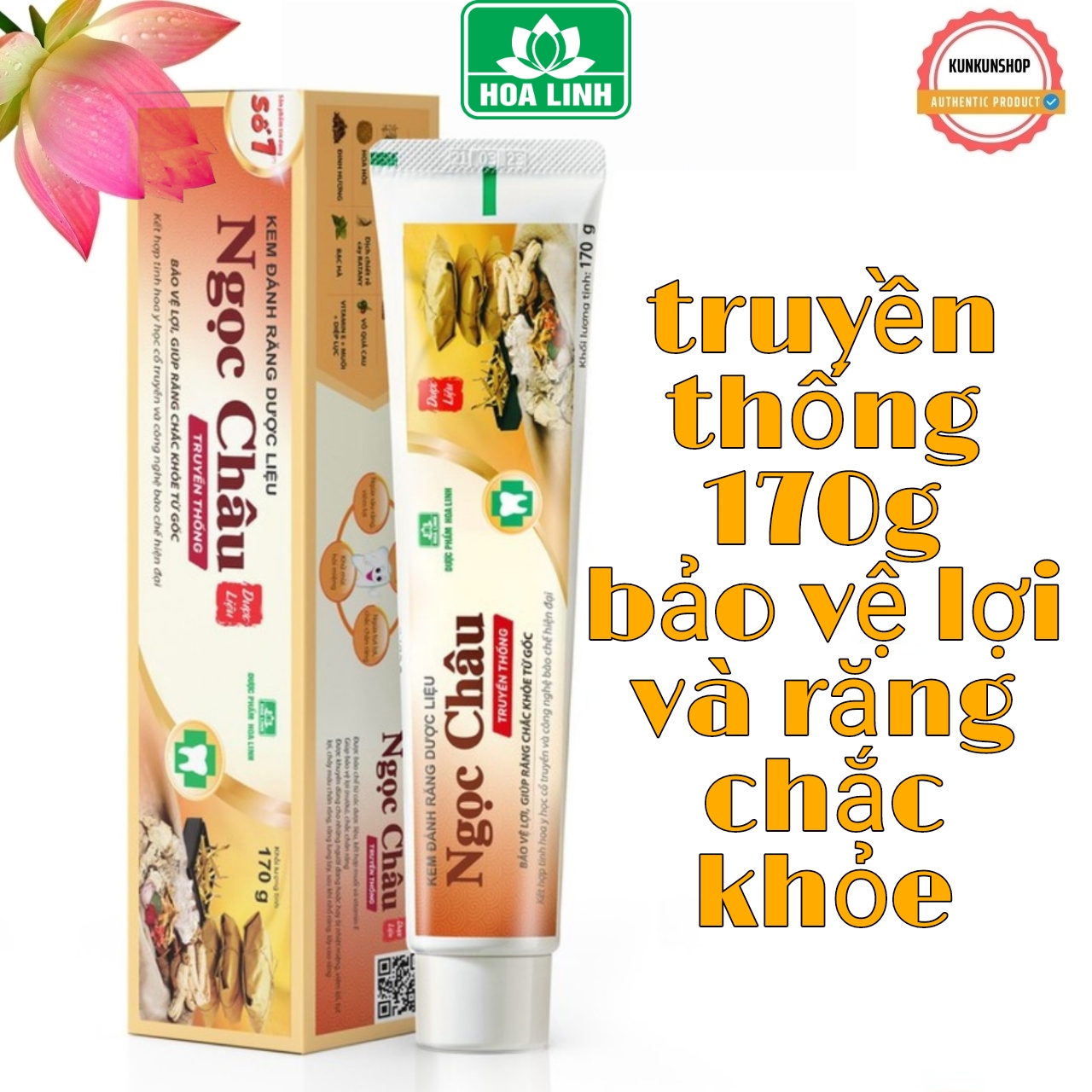 [HCM]✔️SALE GIÁ RẺ✔️Kem đánh răng .d.ư.ợ.c. liệu Ngọc Châu truyền thống tuýp 170gr - NC1-01 làm trắng răng xuất xứ Việt Nam