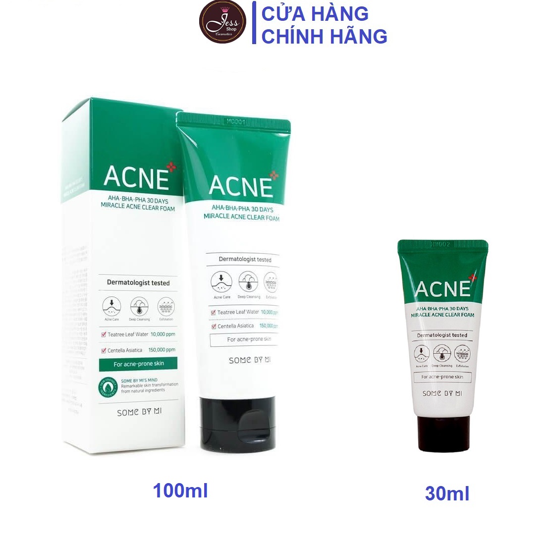 Sữa Rửa Mặt Some By Mi AHA BHA PHA 30 Days Miracel Acne Clear Foam Có 2 loại 30ml và 100ml