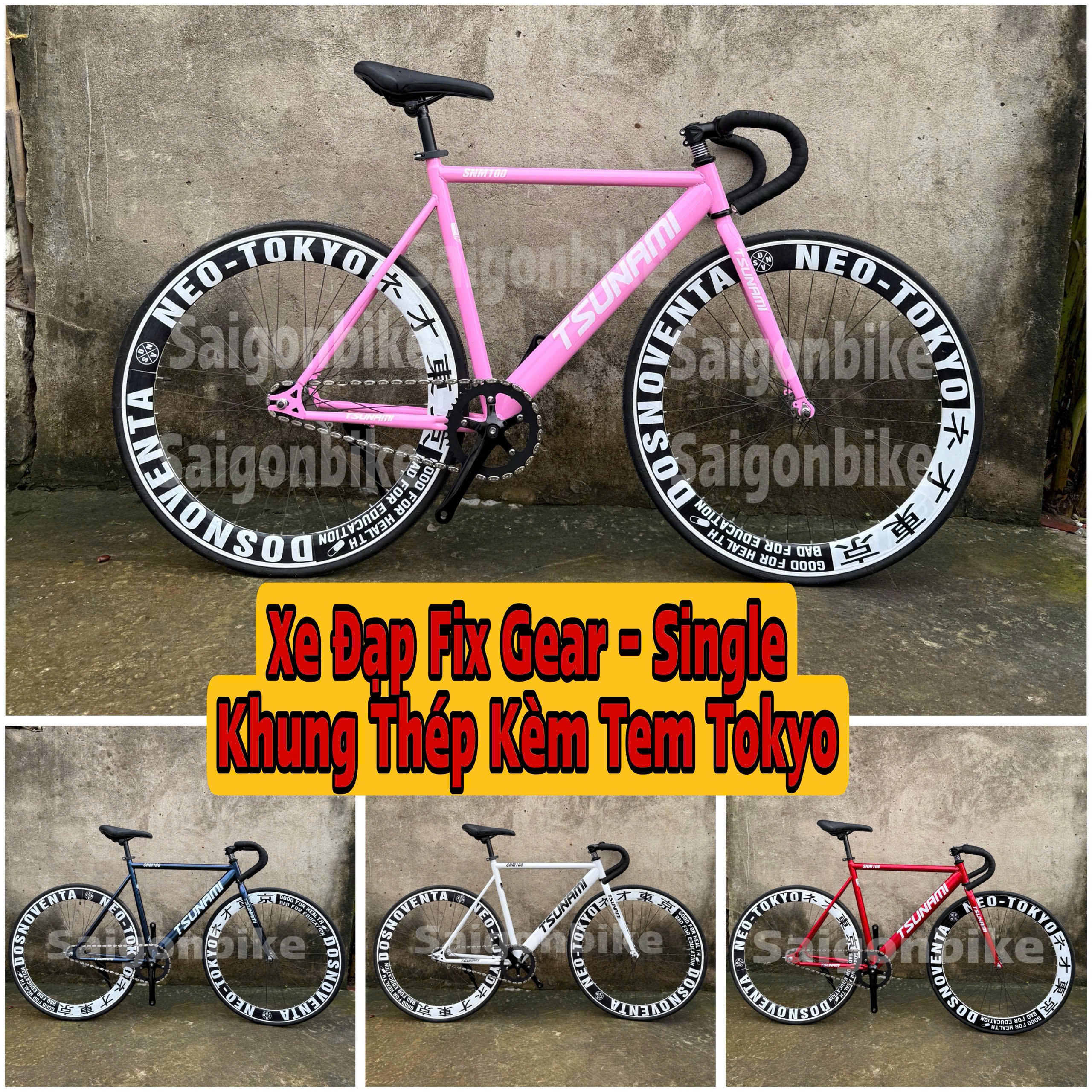  Xe Đạp Thể Thao Fix Gear Và Single Tsunami Snm100 Khug Thép Kèm Tem Tokyo - Phanh Tay - Xích Đậu - Dây Strap - Đồ Lắp Khung Thép Đủ Màu  Có Mối Hàng Tem Để Rời Về Tự Dán . Bảo Hành Khung Sườn 12 Tháng  Note Đơn Chọn Màu  