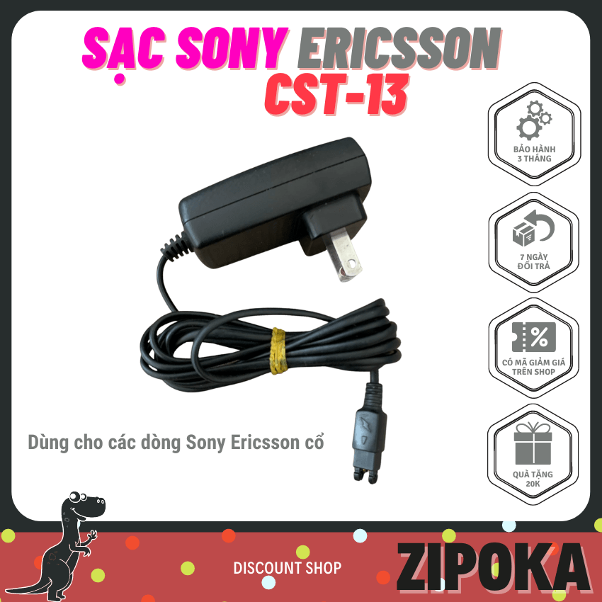 Sạc điện thoại Sony Ericsson CST-13 zin chính hãng dùng cho các dòng điện thoại cổ T100 T600 J210 T200 T226 T237 T306 T610 T616 T28 T316 T68 R600 S700c T29s  T28sc V600i T68i Z208 ... ZIPOKA