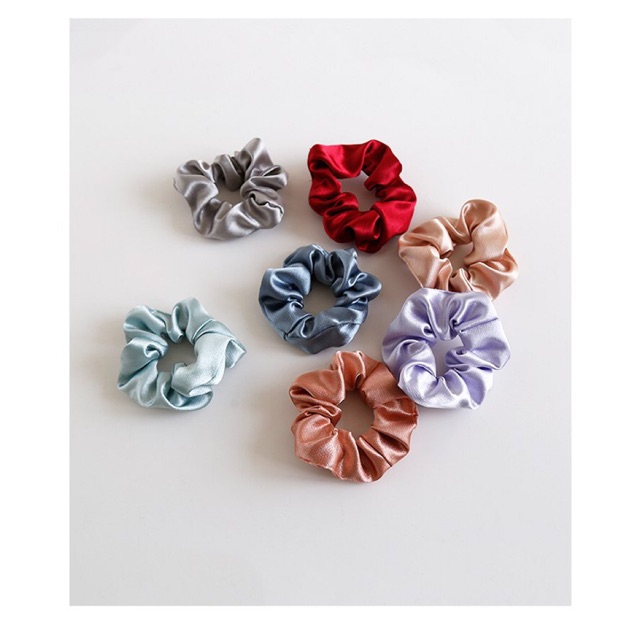 Dây Buộc Tóc Scrunchies Lụa Mềm Đơn Sắc