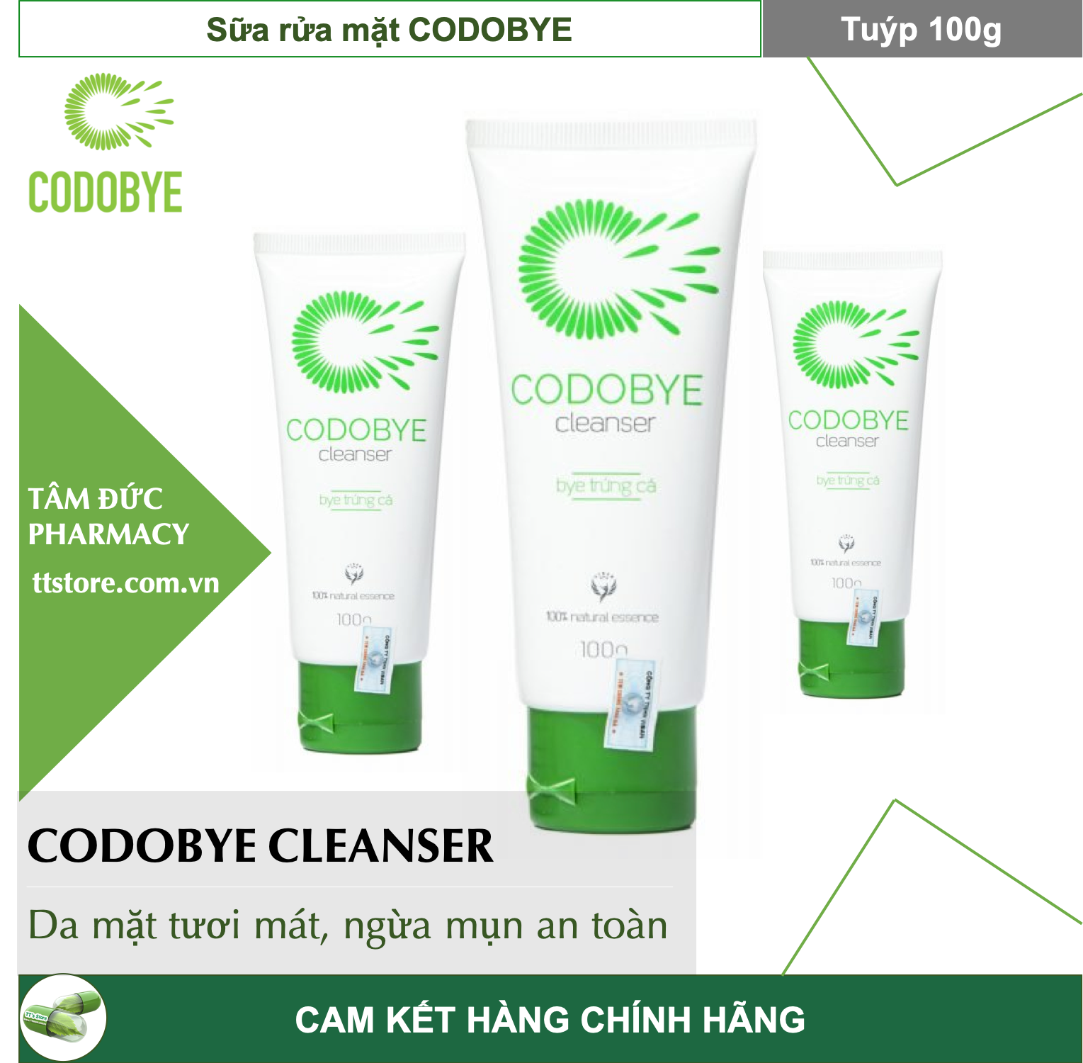 [HCM]CODOBYE CLEANSER - Sữa rửa mặt ngừa mụn 100g