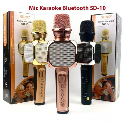 Micro karaoke bluetooth sd-10 mic hát cầm tay loa không dây.