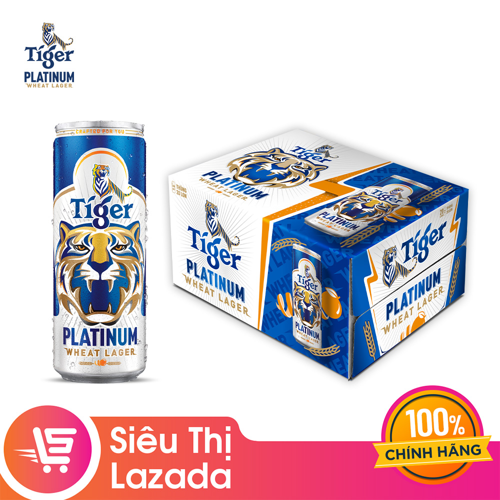 Thùng 20 lon bia lúa mì Tiger Platinum Wheat Lager 330ml/lon