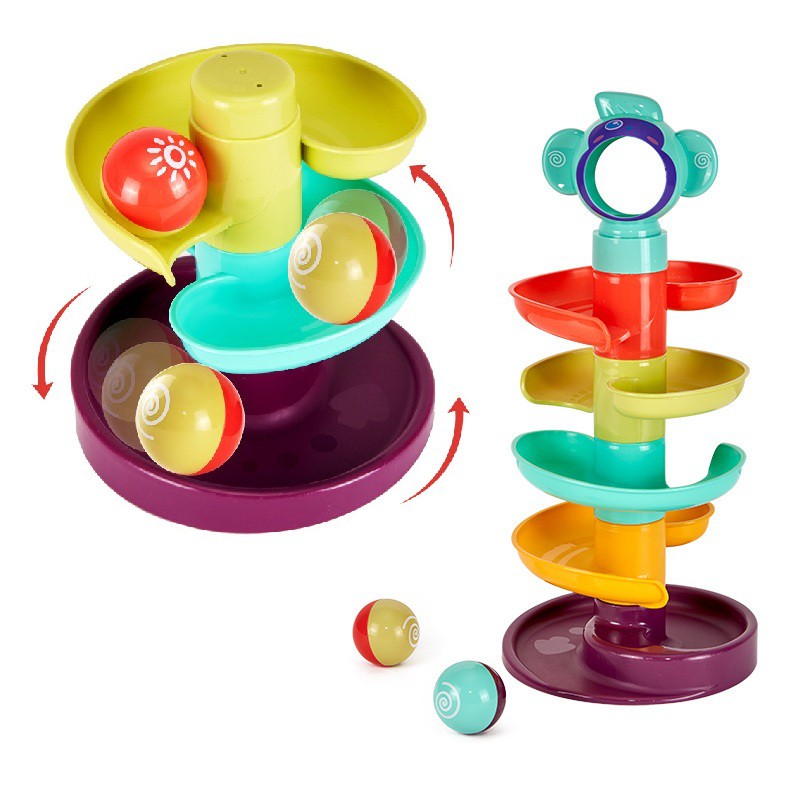 Đồ Chơi Lắp Ráp Tháp Bóng Lốc Xoáy Trượt Vui Nhộn Bằng Nhựa Cho Bé