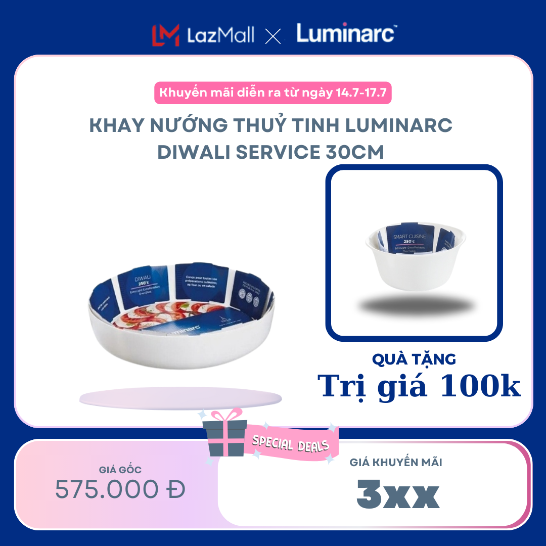 Khay nướng thuỷ tinh luminarc diwali service 30cm- ludin2946