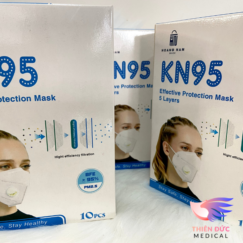 Hộp 10 khẩu trang kn95 có van và thanh mũi kháng khuẩn
