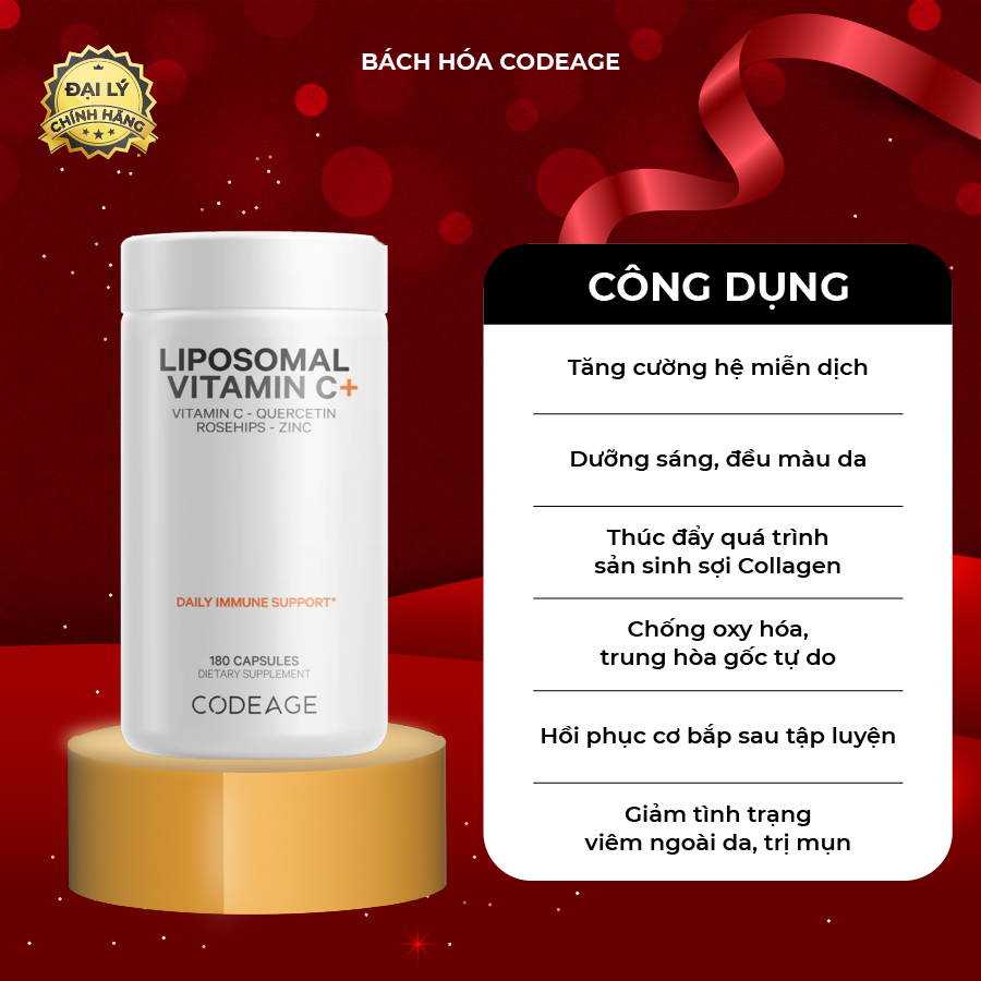 Chính hãng - codeage viên liposomal vitamin c dưỡng da sáng khỏe