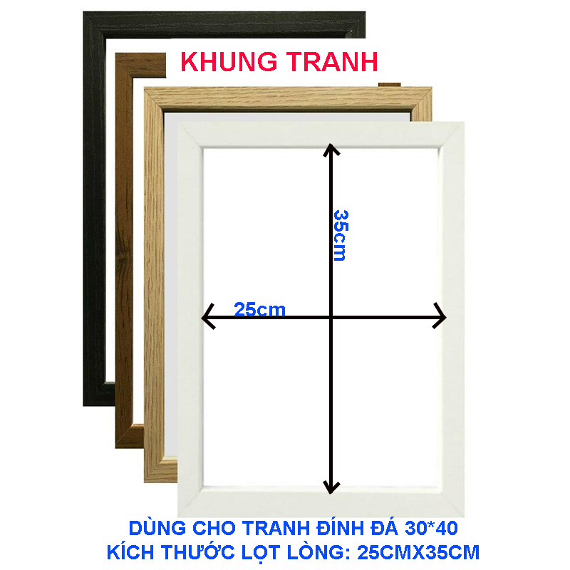 Khung tranh đính đá kích thước lọt lòng 25cm x 35cm - khung tranh đính đá 30*40