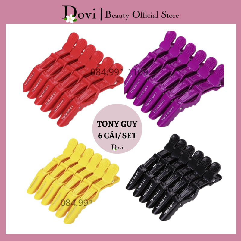 [ Chính hãng] Kẹp chia tóc, kẹp mỏ vịt, kẹp sấu cố định tóc set 6 cái thương hiệu Toni & guy