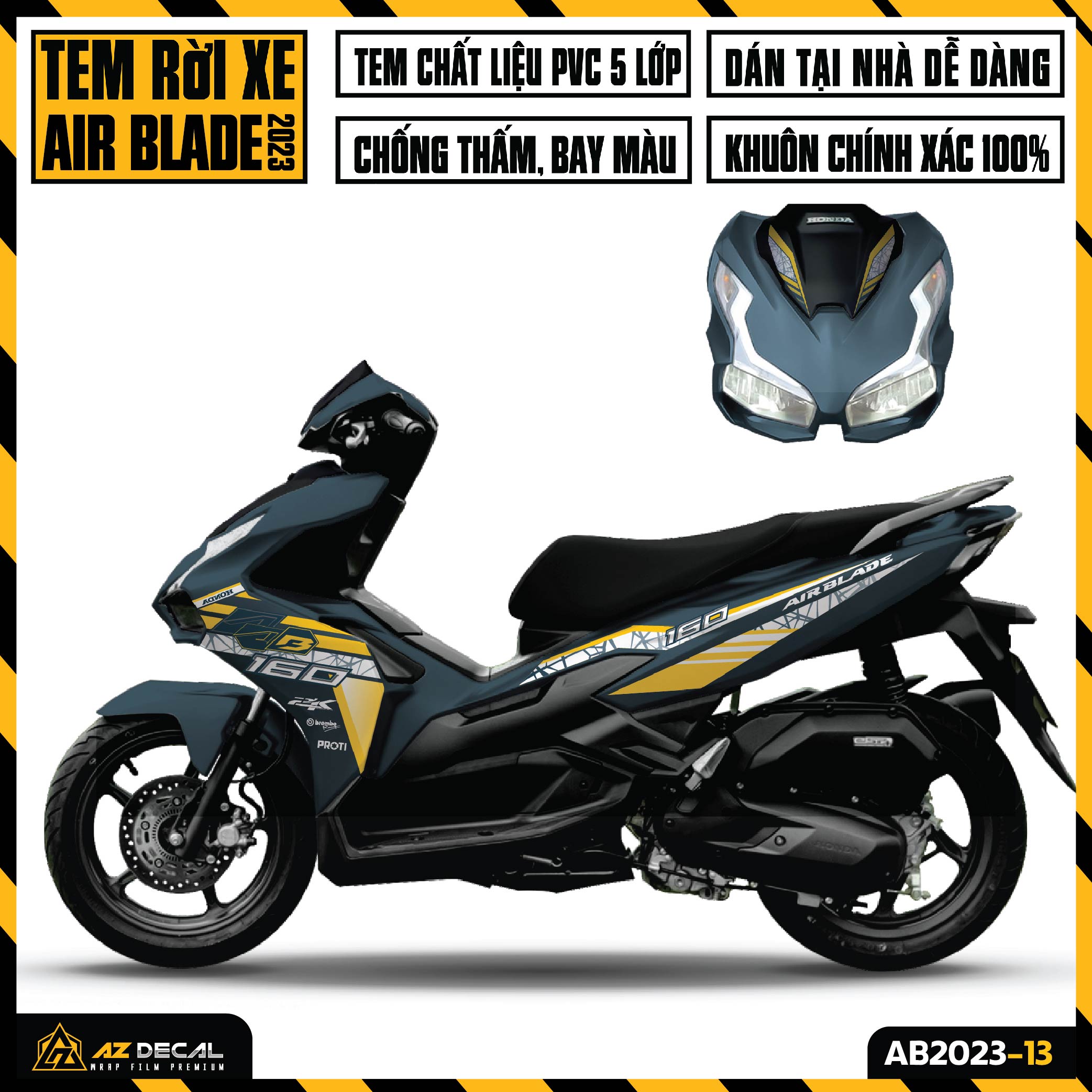 Tem AirBlade 2023 Thiết Kế Mới Lạ | AB2023-13 | Team Decal Hình Dán Xe Máy AB Air Blade 125 160 Đỏ Đ