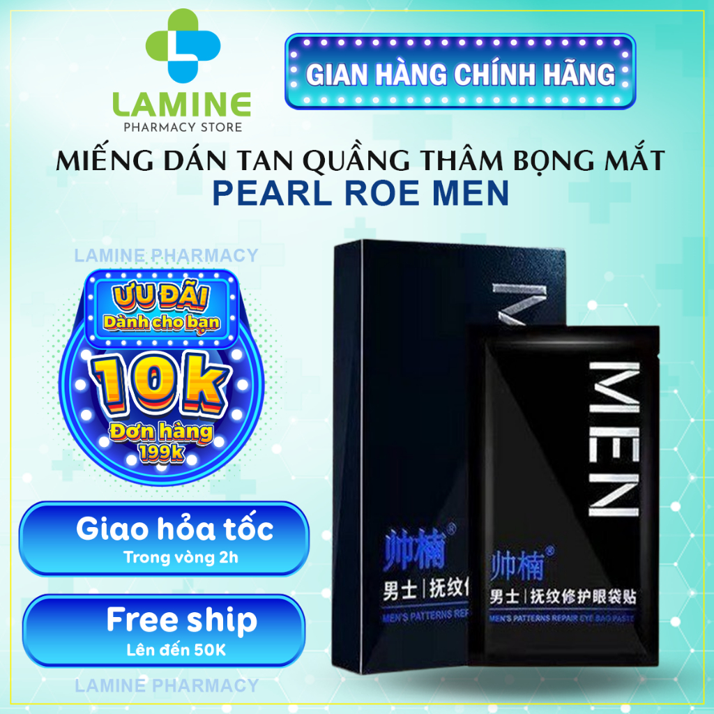 Miếng Dán Collagen Tan Quầng Thâm Bọng Mắt Pearl Roe Men - Miếng Dán Hút Quầng Thâm Và Bọng Mắt Nếp Nhăn Pearl Roe Men