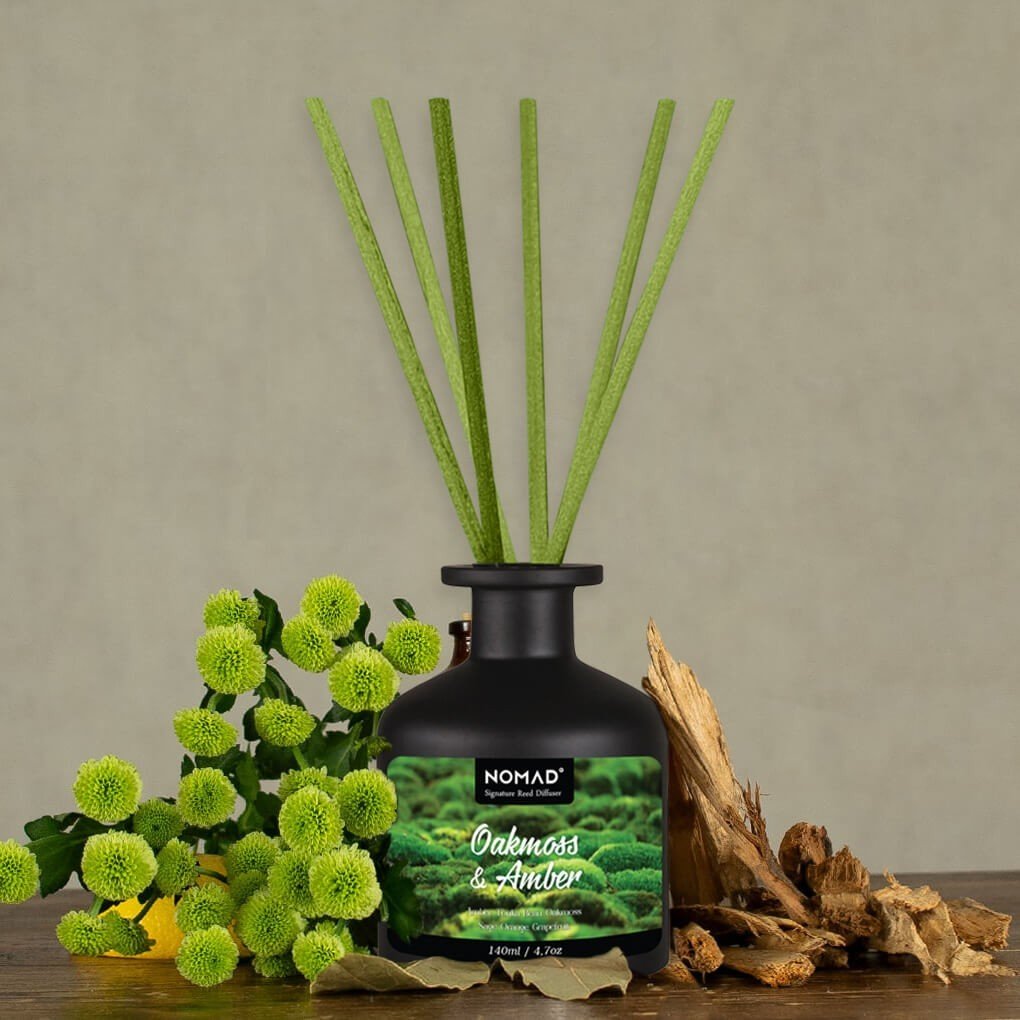 Bộ tán hương que mây nomad reed diffuser 140ml - oakmoss & amber