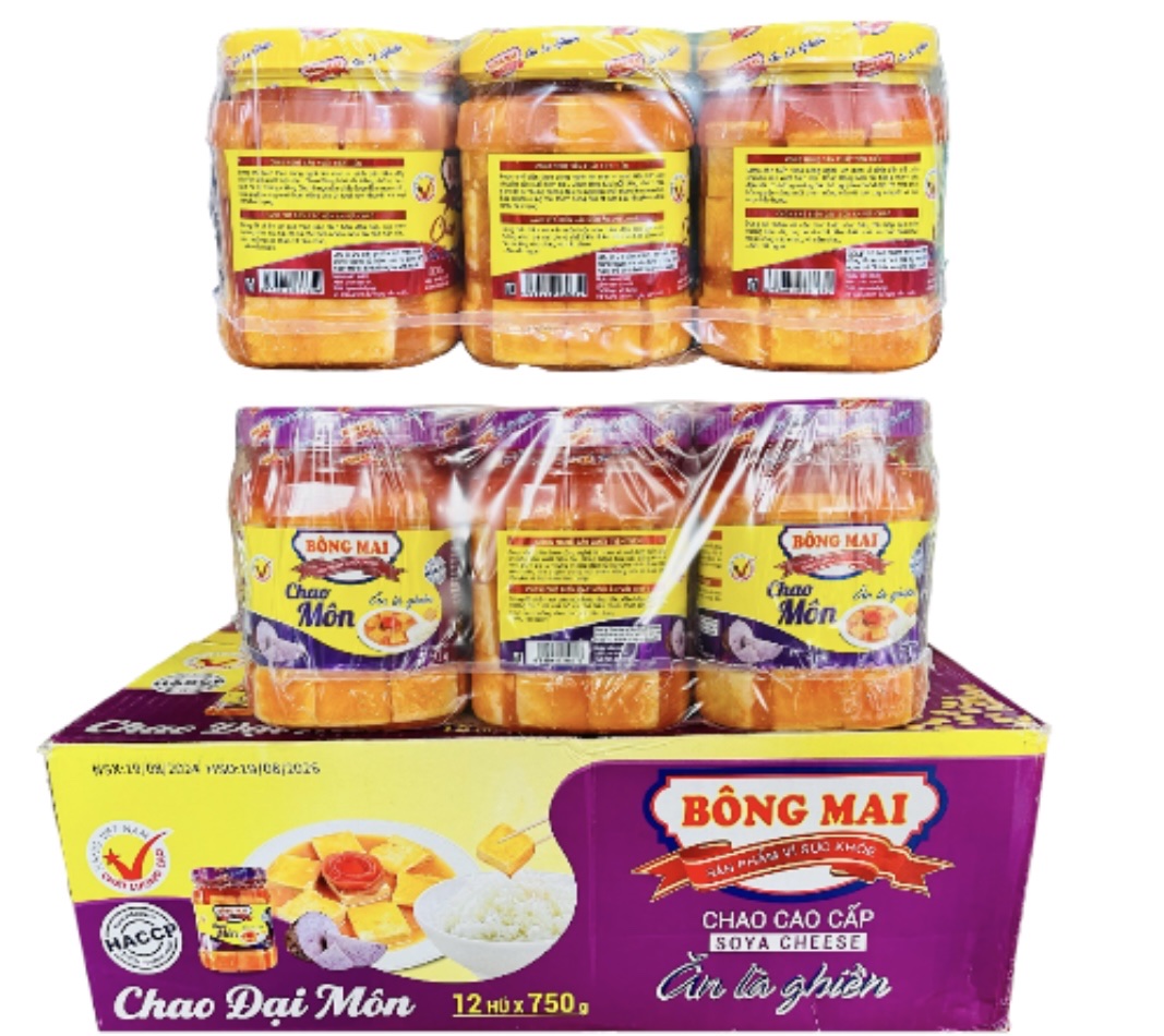 Lốc (3 hũ x 750g) Chao thường/Chao Môn Bông Mai - Loại Đại