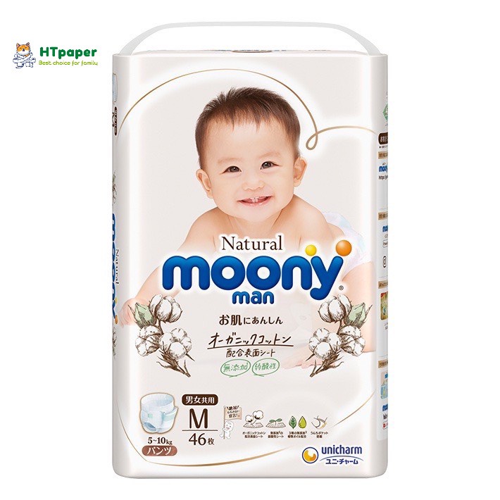 Tả quần moony natural nội địa nhật size m 46 miếng dành cho bé 5-10kg