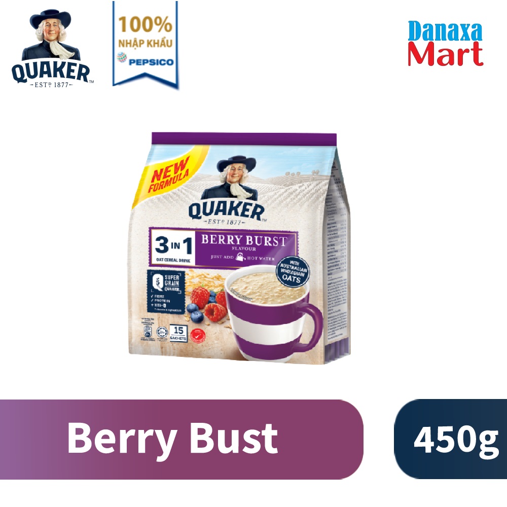 Thức uống yến mạch quaker 3in1 vị dâu berry và những vị khác