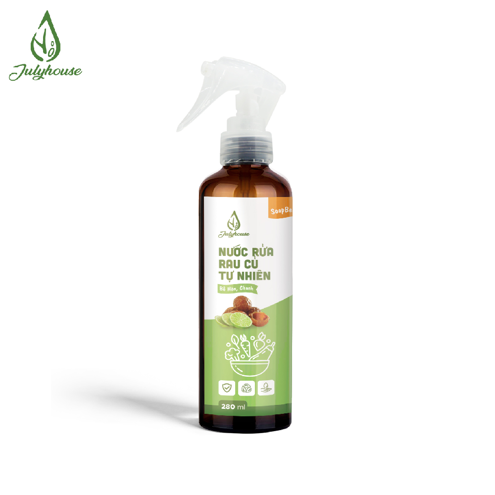 Nước rửa rau củ tự nhiên chiết xuất từ trái Bồ Hòn và tinh dầu Chanh Nguyên Chất 280ml JULYHOUSE - YOOSOO MALL