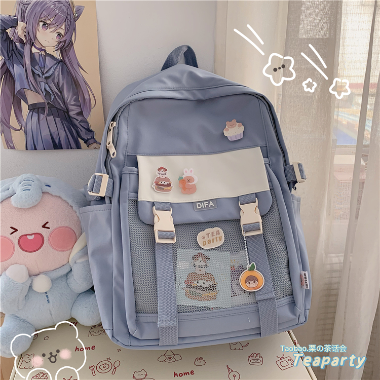 Balo nữ học sinh cấp 2, học sinh cấp 3, ba lô đi học nữ hàn quốc , cặp học sinh nữ ulzzang hai nịt difa B211