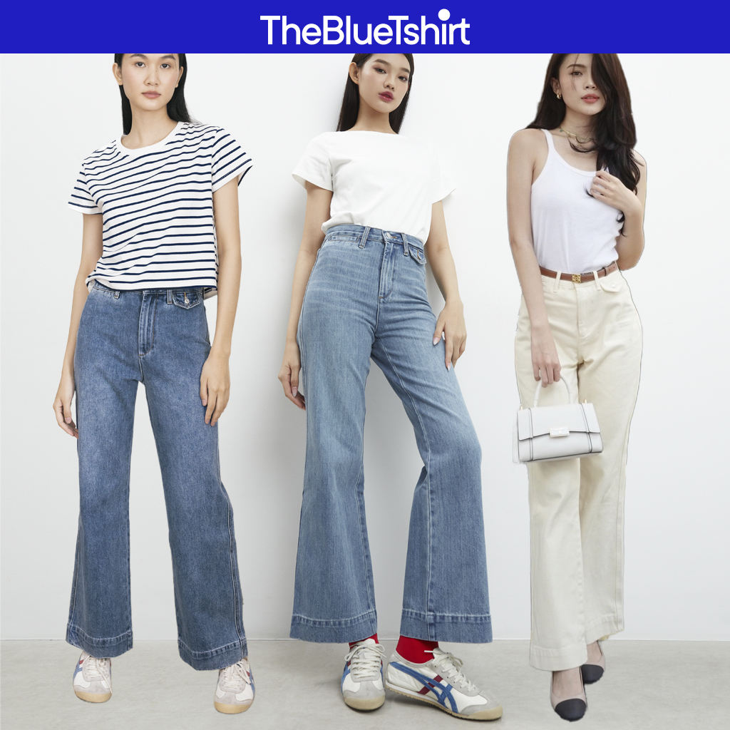 TheBlueTshirt - Quần jeans lưng cao ống loe nhẹ - Icon Jeans