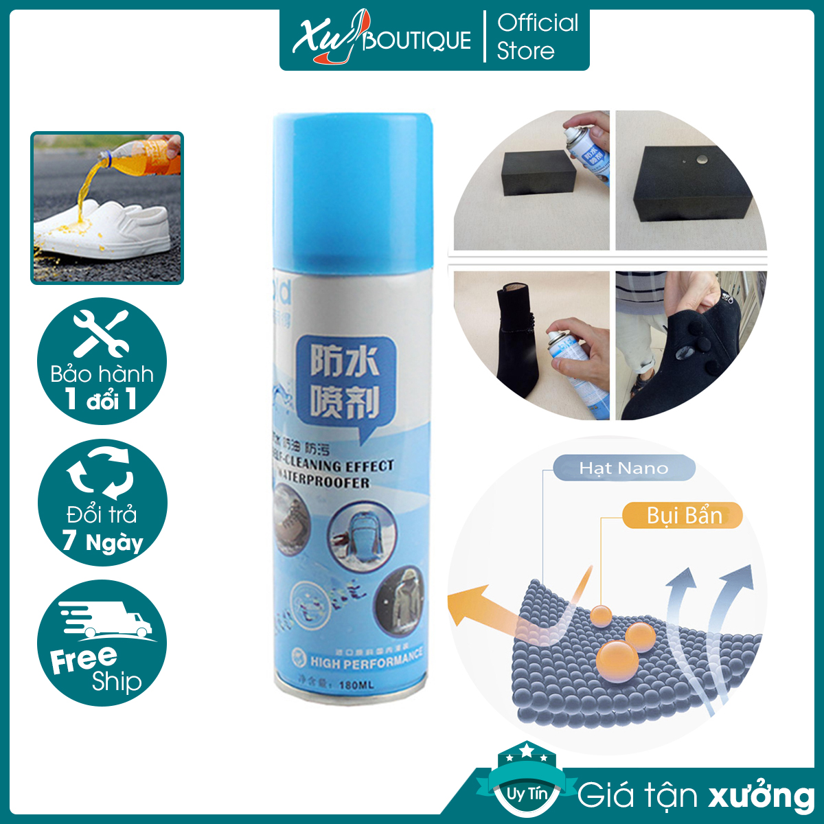 Bình Lọ Xịt Giày Nano 180ml BLD Ngăn Bụi, Chống Bẩn, Thấm Nước Đa Năng Chuyên Dụng