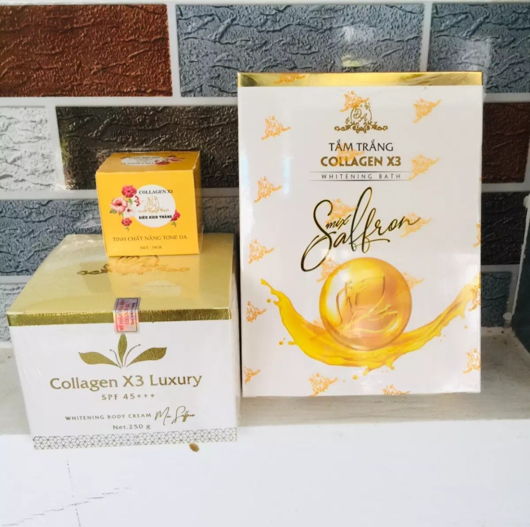 Combo kem Body Collagen X3 + kích trắng x3 + tắm trắng collagen X3 Luxury Đông Anh chính hãng