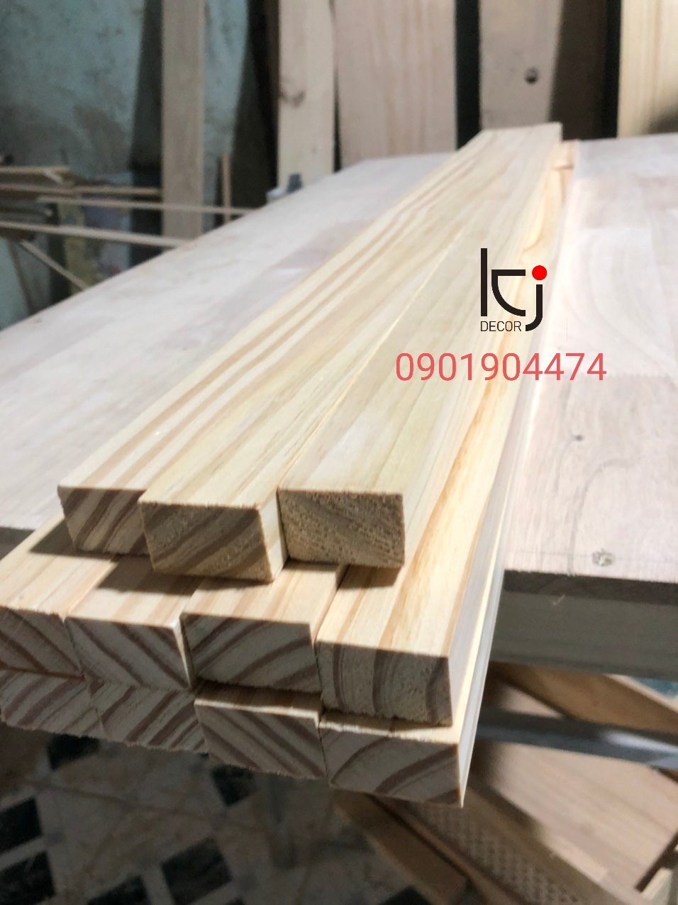 [KID022] - THANH GỖ THÔNG VUÔNG DÀI 100x3x3CM LÁNG MỊN 4 MẶT