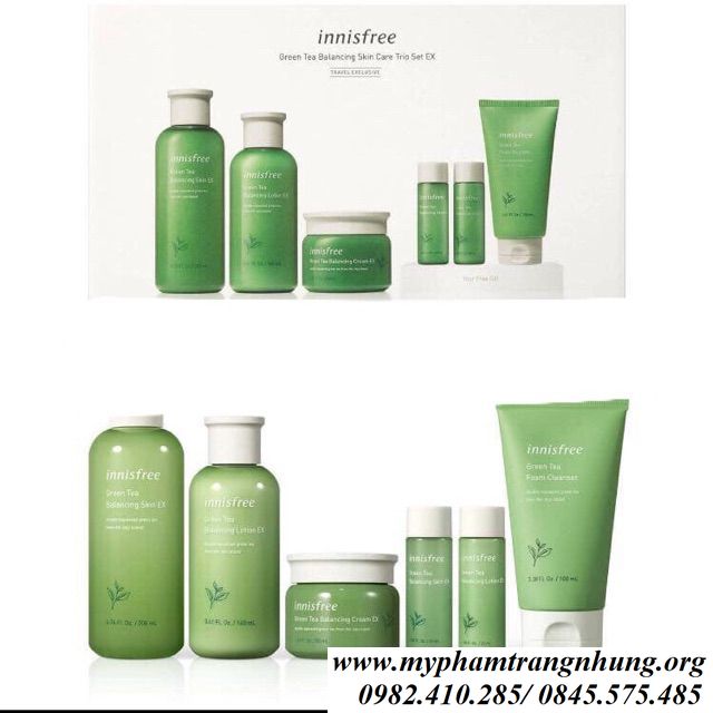 Set dưỡng trà xanh inisfree green tea balancing skin care trio set ex 6 in 1