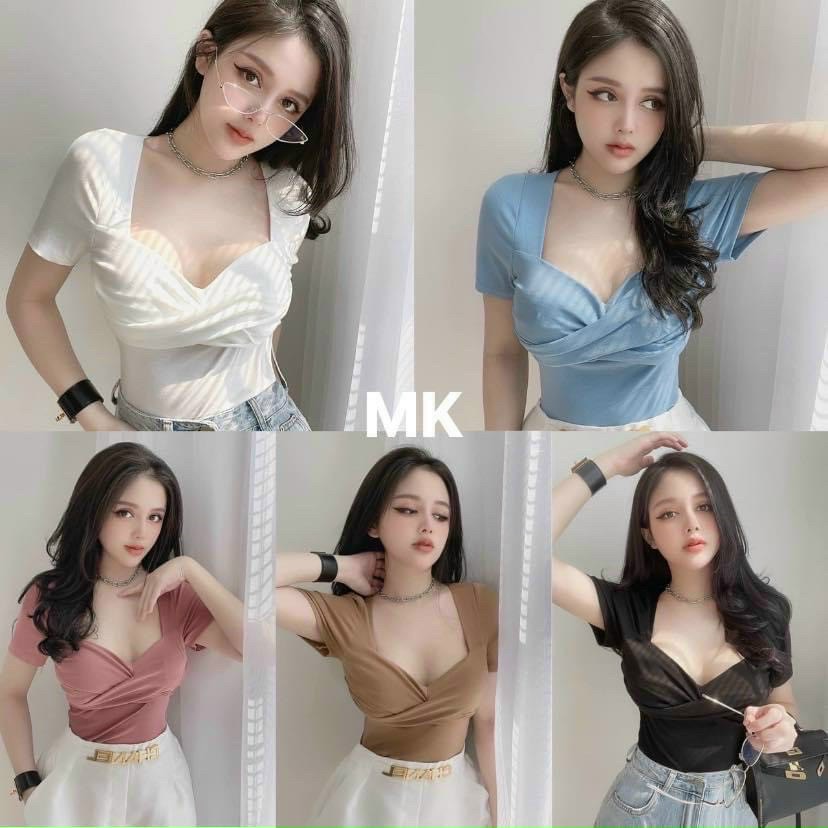 Áo kiểu nữ thun borip xoắn ngực cực hot.