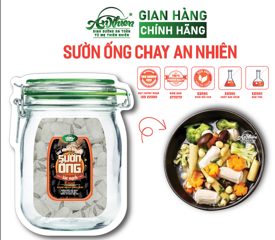 Dinh dưỡng cao, 250g sườn ống lúa mạch chay an nhiên, thực phẩm chay dinh dưỡng