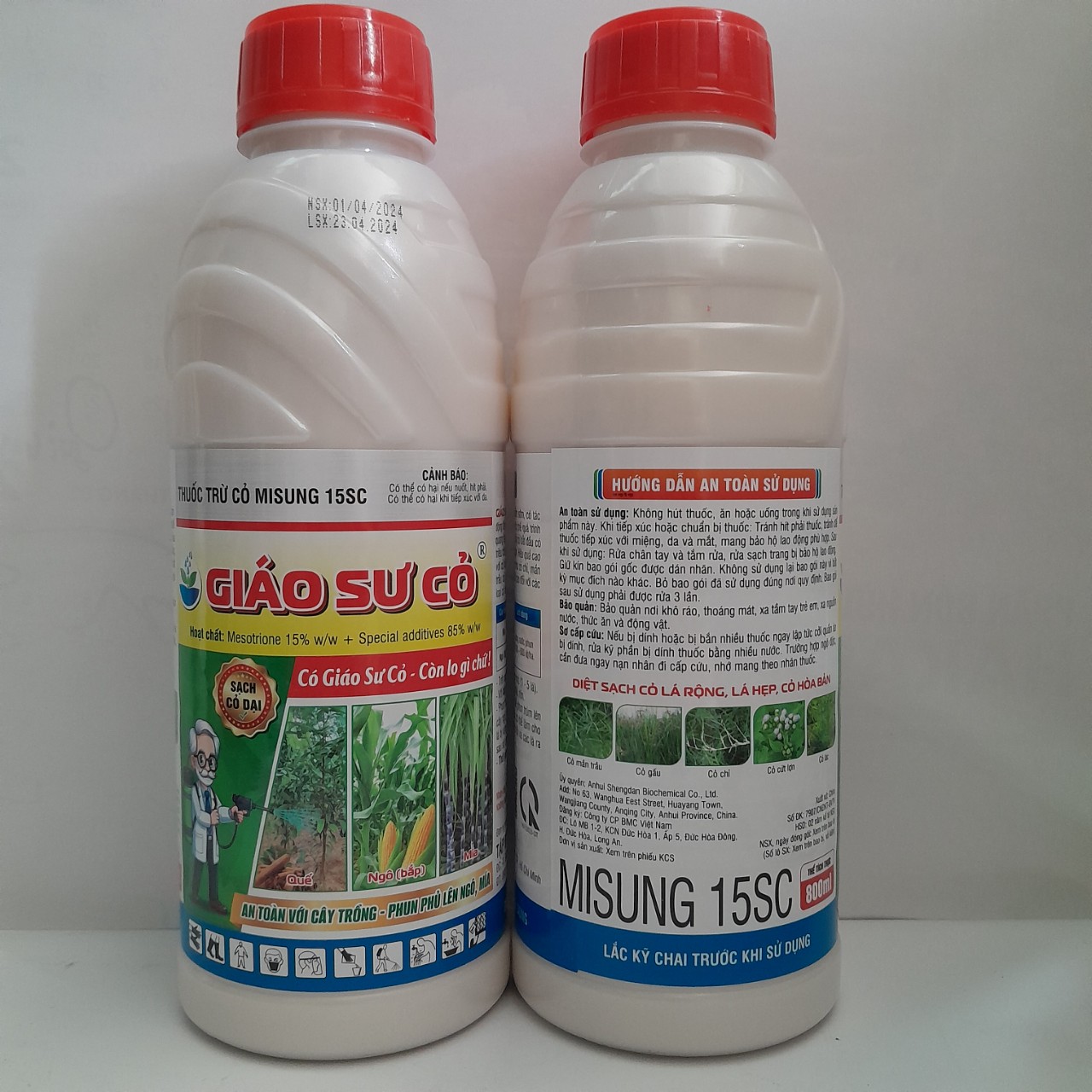 Thuốc trừ cỏ phun phủ, phun trùm lên ngô, mía, Quế Misung 15Sc Giáo Sư cỏ Chai 800ml, Thuốc diệt cỏ phun phủ ngô, mía Thành phần Mesotrione 15%, An toàn với cây trồng, thuốc trừ cỏ chọn lọc, hậu nảy mầm sớm