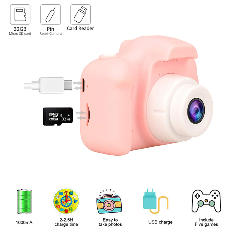 Đồ chơi máy ảnh cho trẻ em quà tặng sinh nhật giáng sinh máy ảnh tự sướng video kỹ thuật số mini hd trò chơi hoạt hình đồ chơi chụp ảnh ngoài trời di động