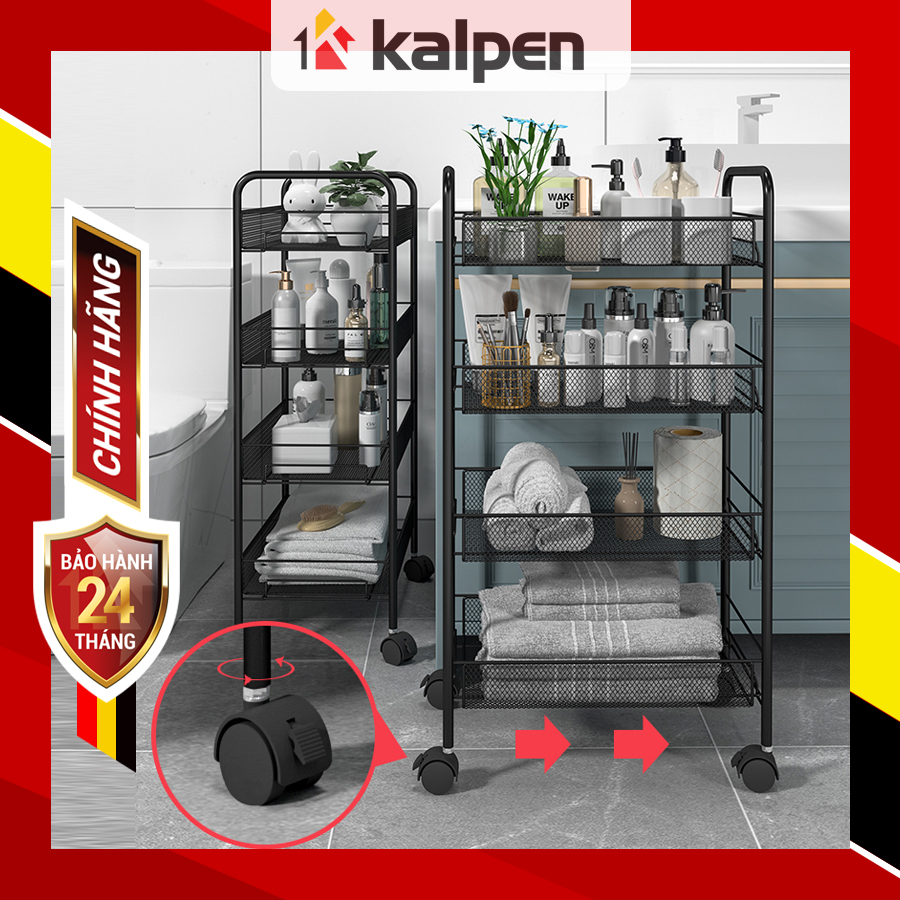 Kệ để đồ 4 tầng, xe đẩy spa 4 tầng thông minh kalpen, ksp4k86