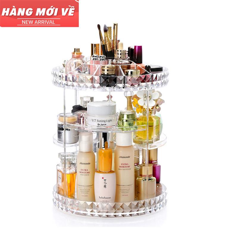 Hộp Đựng Đồ Trang Điểm Để Bàn , Kệ Đựng Mỹ Phẩm Trụ Xoay 360 Độ Nhựa Mica Siêu Bền Trong Suốt.Rất Hợp Thời Trang Cho Các Chị Em Và Các Phụ Nữ.