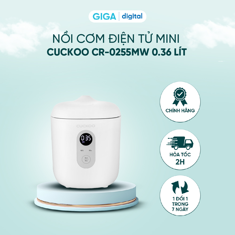  Nồi cơm điện tử mini Cuckoo CR-0255MW 0.36 lít - Chính hãng - Duy nhất tại Giga bảo hành 24 tháng 