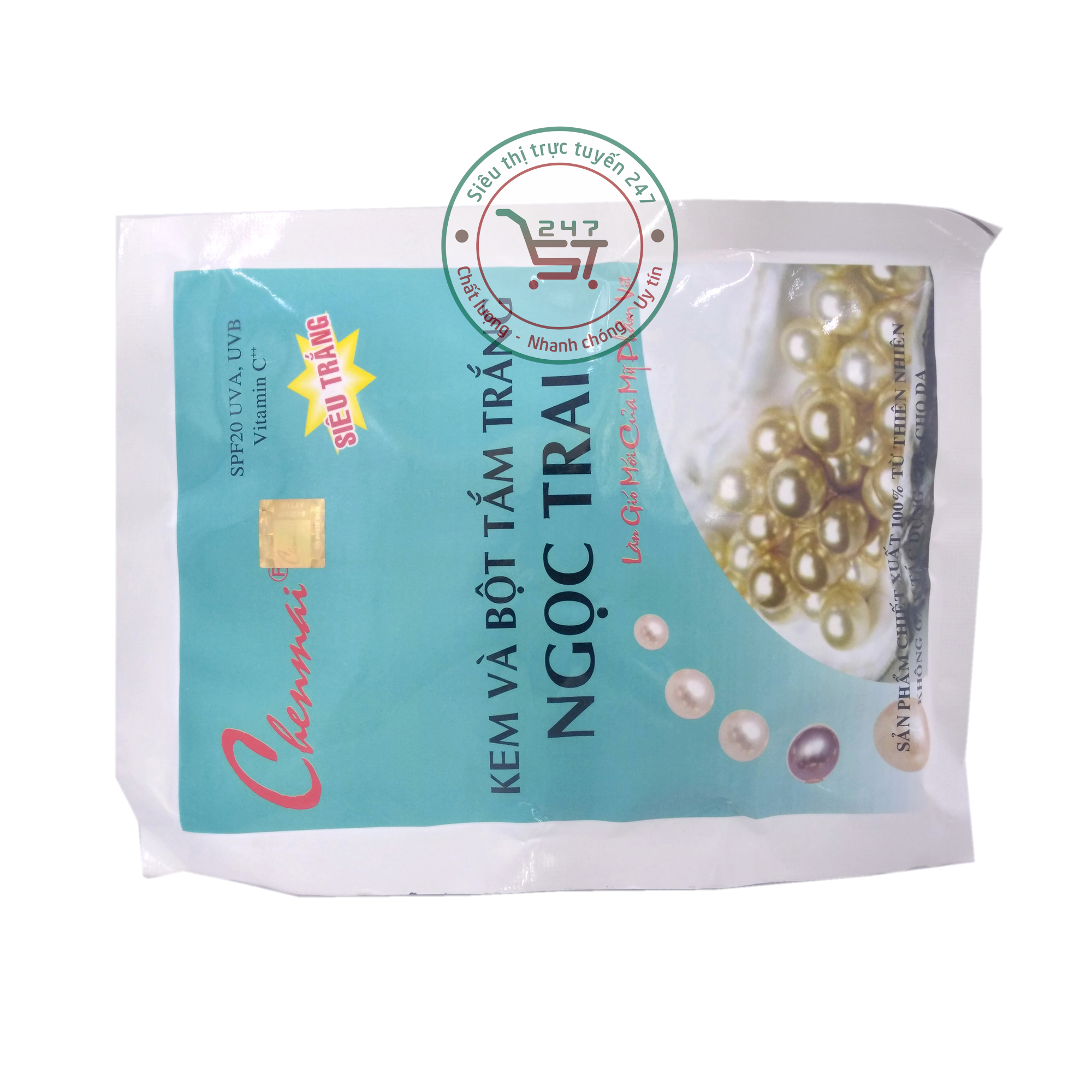 Kem body tắm Trắng Se khít lỗ chân lông Ngọc trai Chenmai 150g (Xanh-Trắng)