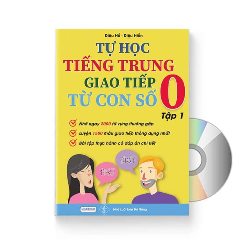 [HCM]Sách-Tự học tiếng Trung giao tiếp từ con số 0 tập 1 + DVD Quà tặng