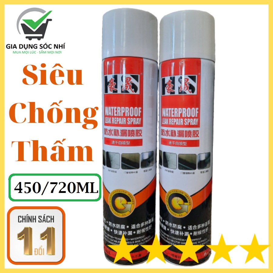 [Hàng Nhập Khẩu] Xịt nano chống dột chống thấm Nhật Bản - bình xịt chống thấm tường - sơn xịt chống thấm Bám dính trên tất cả các chất liệu: Bê tông, gạch men, đá hoa, sắt, tôn, nhựa,...Chống thấm ngược và chống thấm thuận