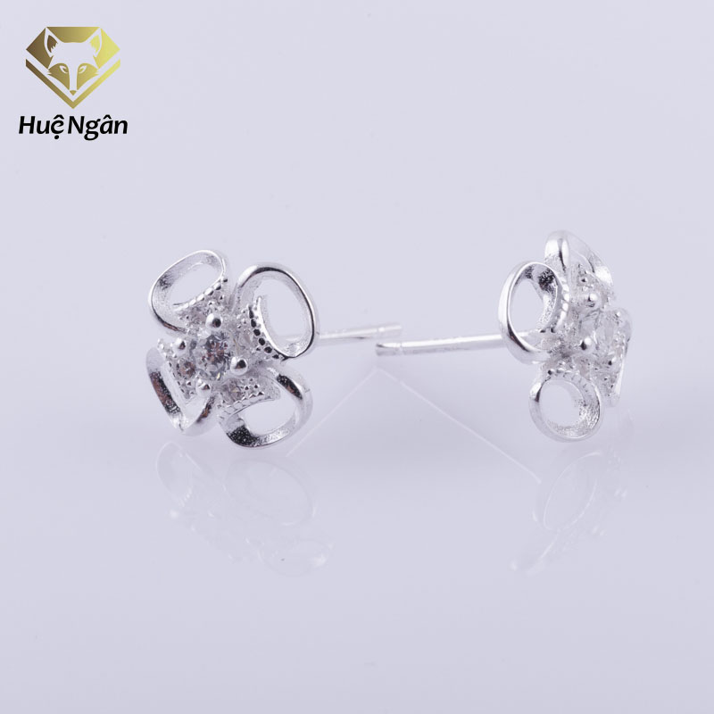Bông tai bạc Ý 925 Huệ Ngân- Cỏ 4 lá may măn RYE140776