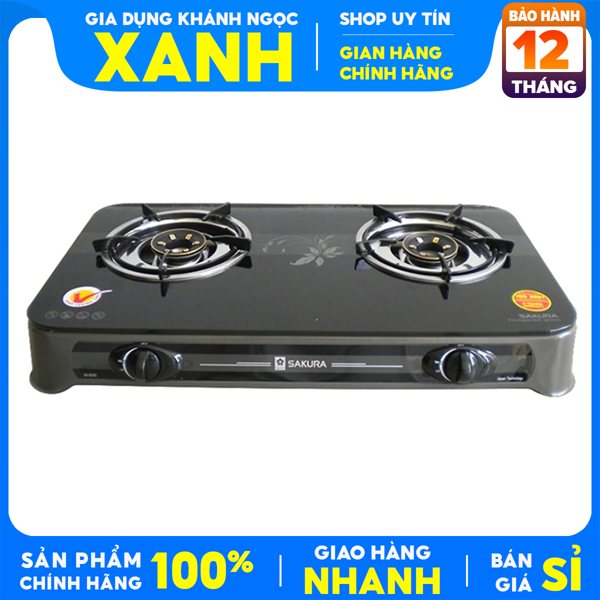 Bếp gas đôi Sakura SA-650G -Trưng bày 98-99% +Tặng dây gas,Tiết kiệm gas, Đầu đốt bằng đồng thau-Bảo Hành 12 Tháng