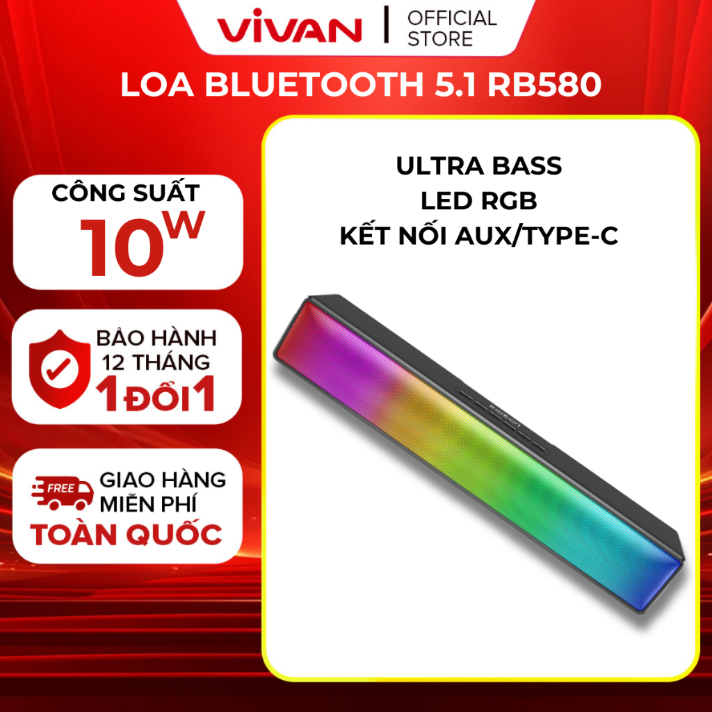 (BH 1 năm) Loa Bluetooth 5.0  Chính Hãng Bass Mạnh VIVAN VS20/RB510/RB580 Chống Nước IPX7 Công suất 10W/20W  Thời Lượng Pin Dài Đến 24H Hỗ Trợ Thẻ Nhớ AUX BlueTooth Chất Lượng Tốt Dễ Dàng Mang Đi
