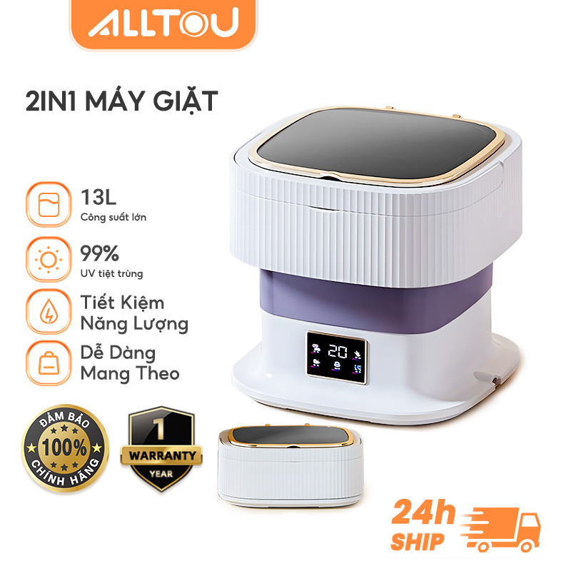 ALLTOU Máy Giặt Mini Gấp Gọn,dung tích 13L Máy giặt mini，Máy Giặt Tất, Đồ Lót, tất vớ, giặt đồ cho bé tự vắt khô khử khuẩn bằng công nghệ mới,máy giặt