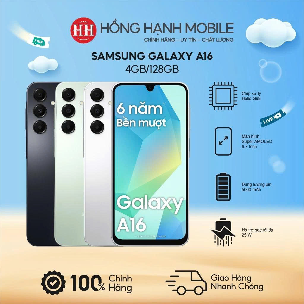  Điện Thoại Samsung Galaxy A16 4GB 128GB - Hàng Chính Hãng 