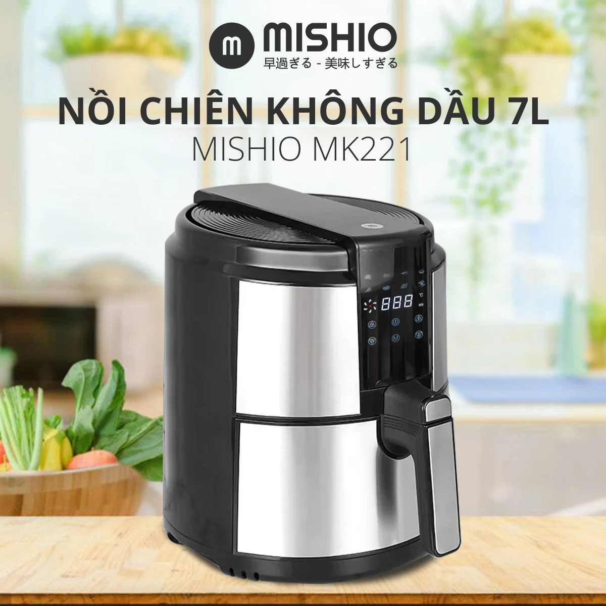 Nồi Chiên Không Dầu Mishio MK221 7L (5L) 1500W